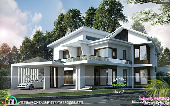 4 bedroom modern sloping roof house 444 square yards