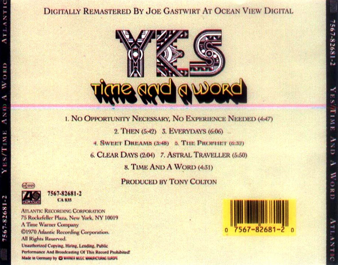 Yes time and a word 1970. Yes time and a word 1970. Yes time and a word 1970. Time and a word yes. Yes time and a word 1970 cover.