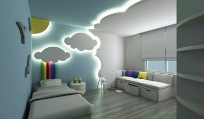 gypsum board ceiling and wall design for kids bedroom