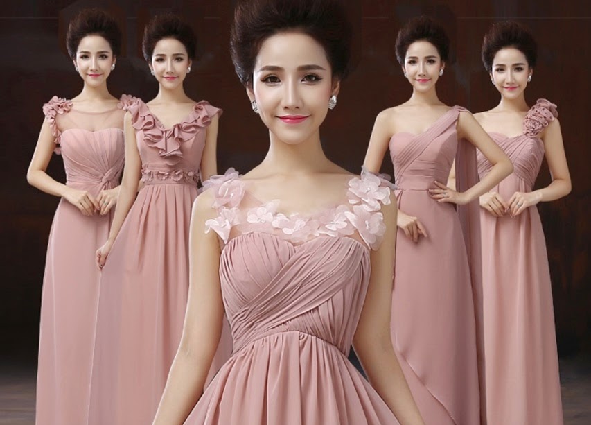 NEW Fabulous Five-Design Pink Bridesmaids Maxi Dress