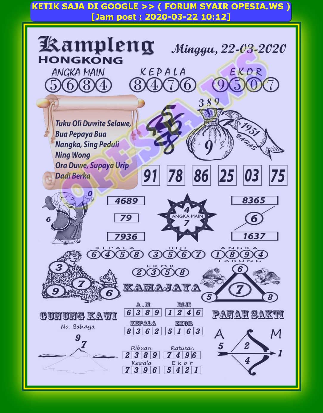 1 New Message Kode Syair Hongkong 22 Maret 2020 Forum Syair Togel Hongkong Singapura Sydney