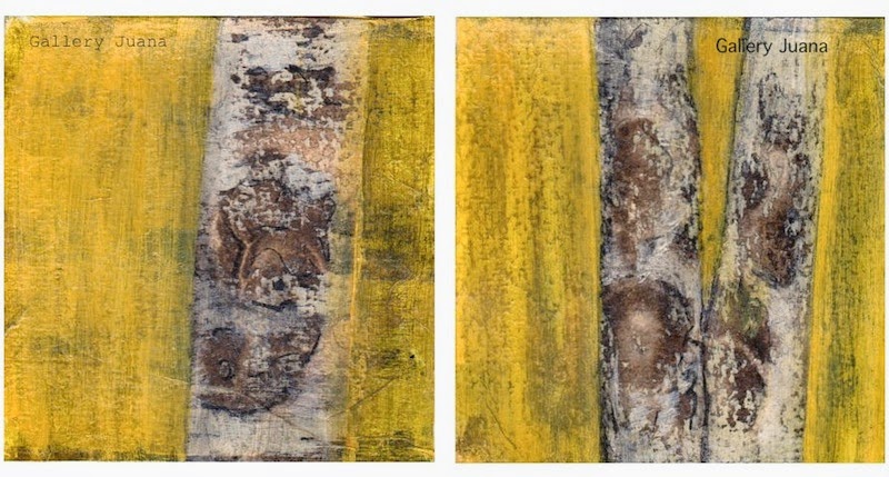 birch trees, mixed media art tutorial, gallery juana