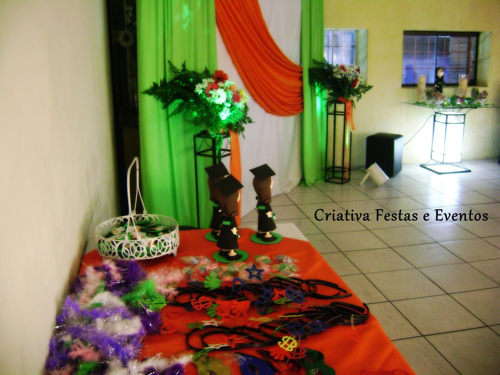 Criativa Festas e Eventos: Formatura de Educação Física - Verde e Laranja