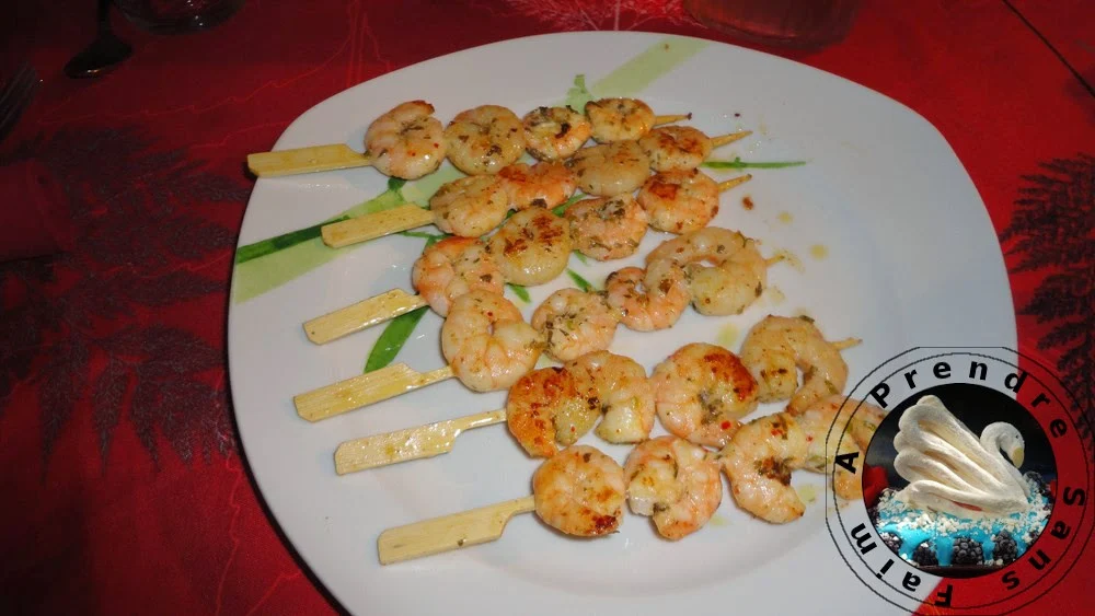 Brochettes de gambas