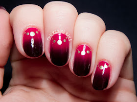 Bordeaux gradient with jewelry half moons by @chalkboardnails