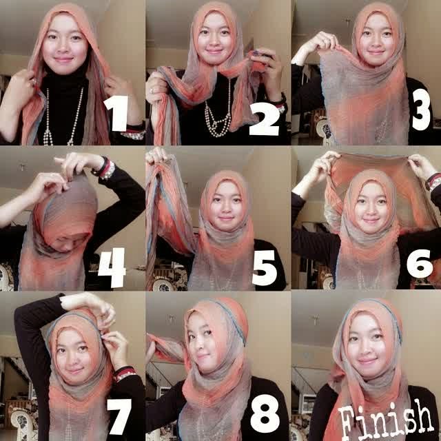 cara memakai jilbab pashmina simple