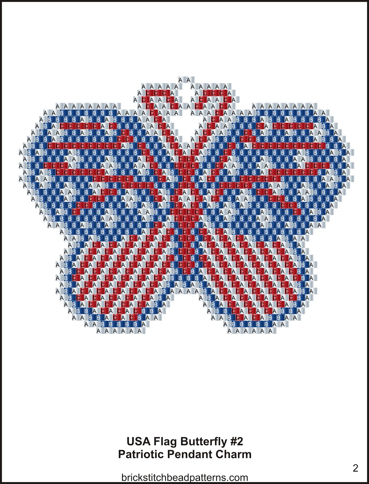 Brick Stitch Bead Patterns Journal USA Flag Butterfly 2 Patriotic