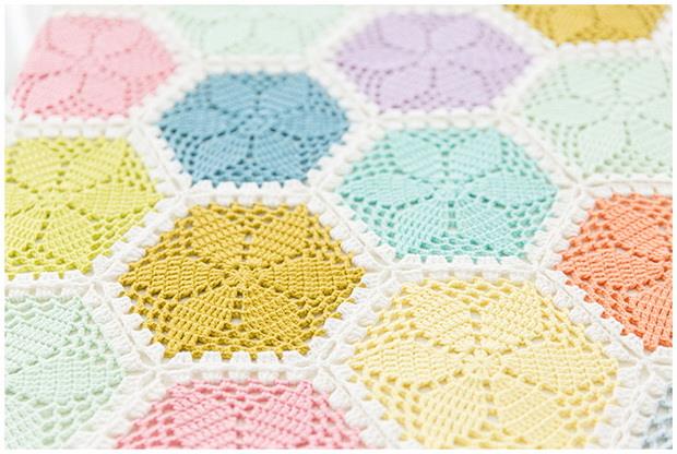 Crochet flower hexagon motif pattern crochet blanket, crochet flower hexagon motif