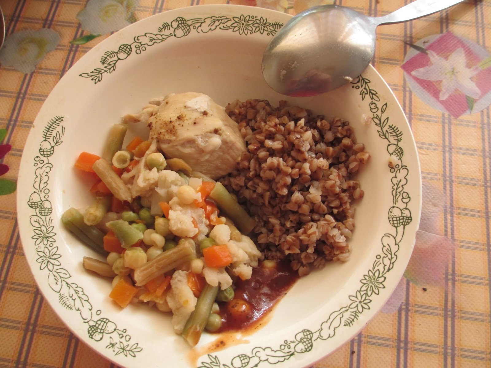 Гречка с курицей и овощами
