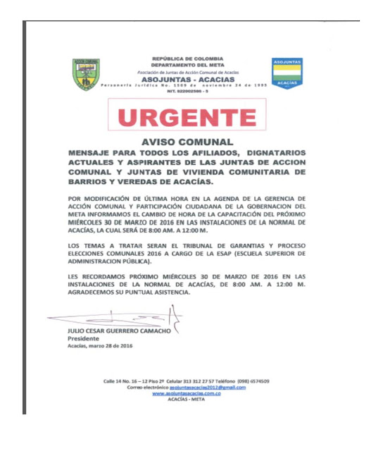 EL CONUCO ACACIAS EN ACACIAS META.DOCUMENTO URGENTE PARA LA COMUNIDAD EL CONUCO ACACIAS EN ACACIAS META.DOCUMENTO URGENTE PARA LA COMUNIDAD