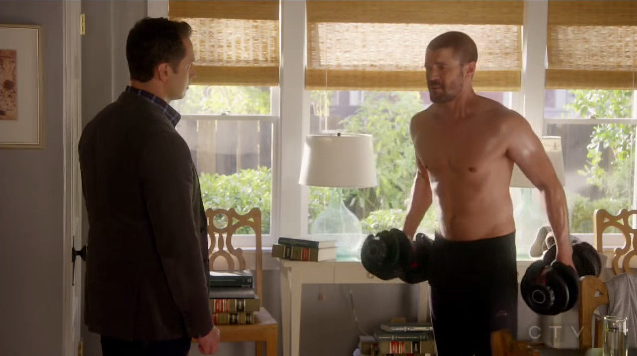 Charlie's character, Frank, was shirtless for... 