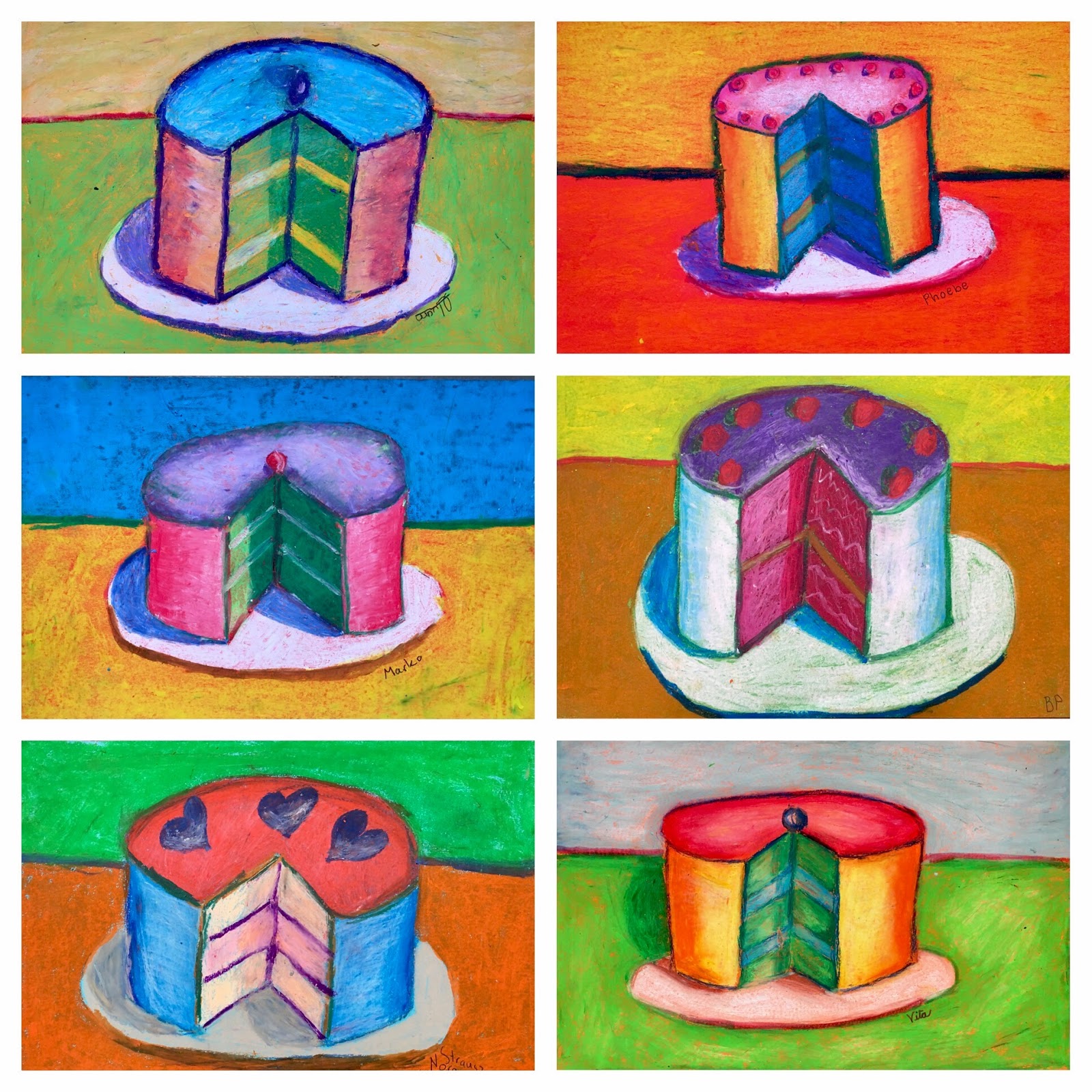 Art Room Britt Wayne Thiebaud Oil Pastel Cakes