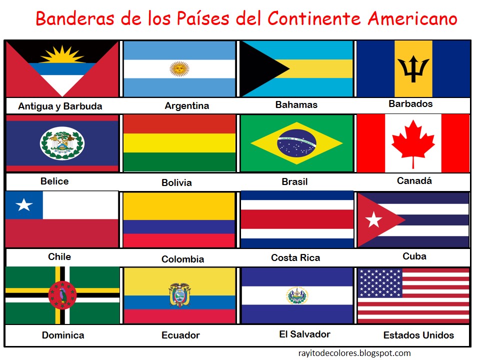 Rayito de Colores: Banderas de los países del continente América