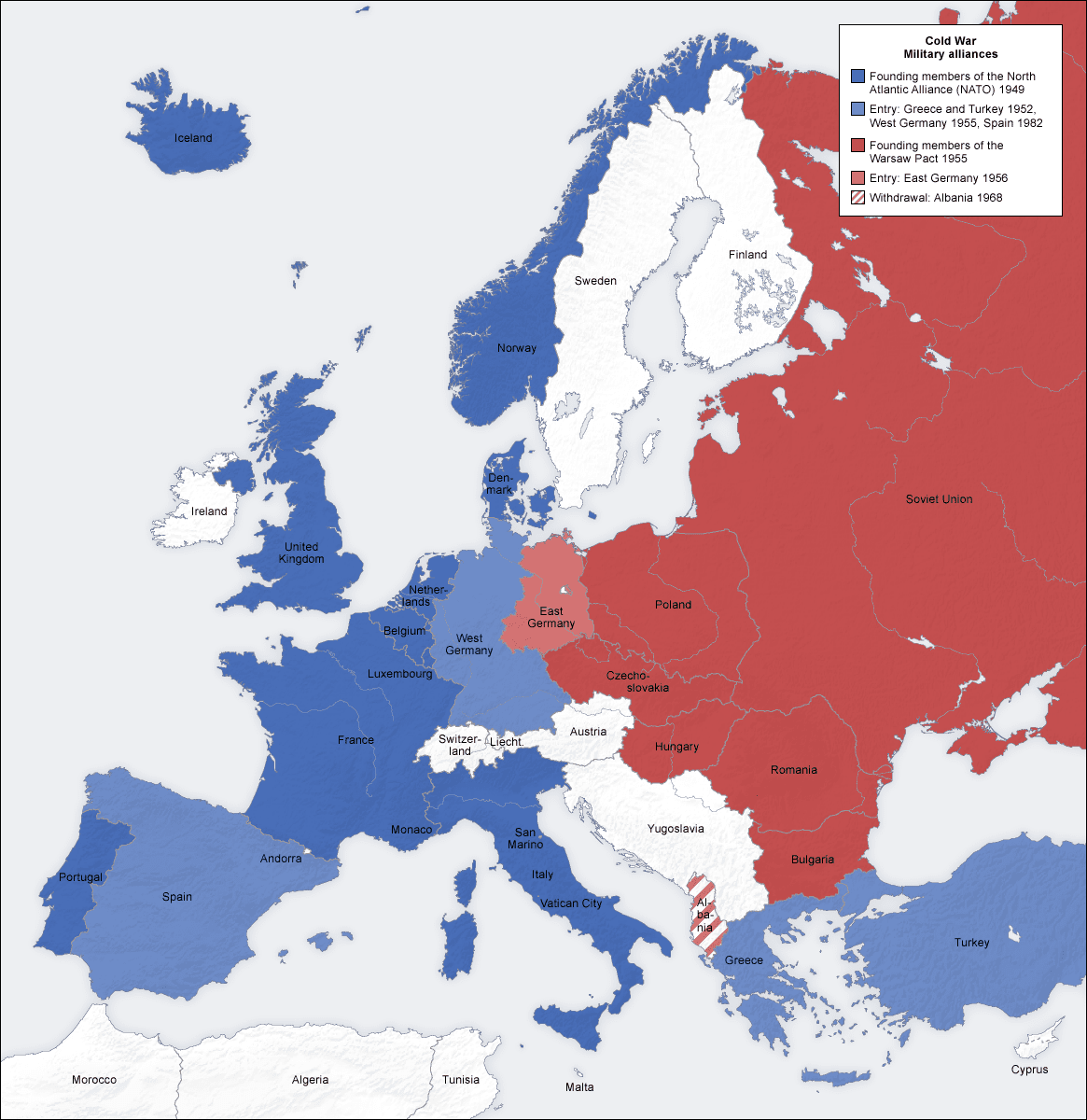 разделение мира Холодная война, карта