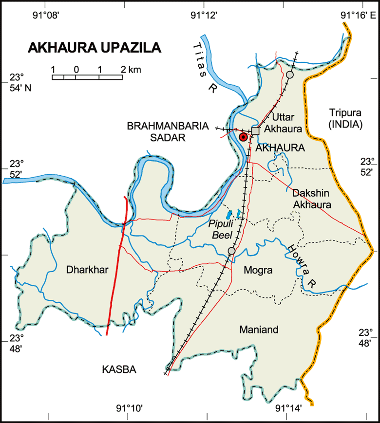 Akhaura Upazila Map Brahmanbaria District Bangladesh