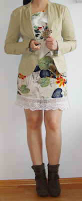 [Fashion] Spring Floral Lace Dress & Beige Blazer