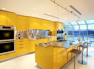 Modern and stylish yellow kitchen cabinets