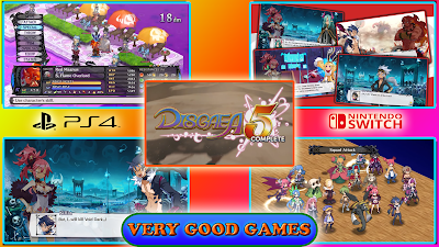 A banner for the review of Disgaea 5 - an anime game for PS4 and Nintendo Switch