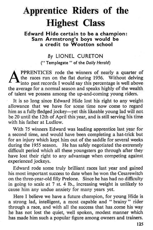 The Apprentice Jockey: Apprentice Riders of the highest class - Edward ...