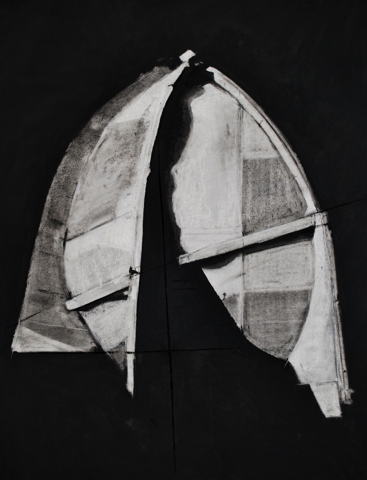Ian Chamberlain Larger Charcoal drawings of Sound mirrors