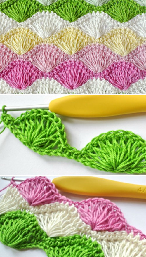 Crochet Long Loop Shell Stitch - Free Pattern 