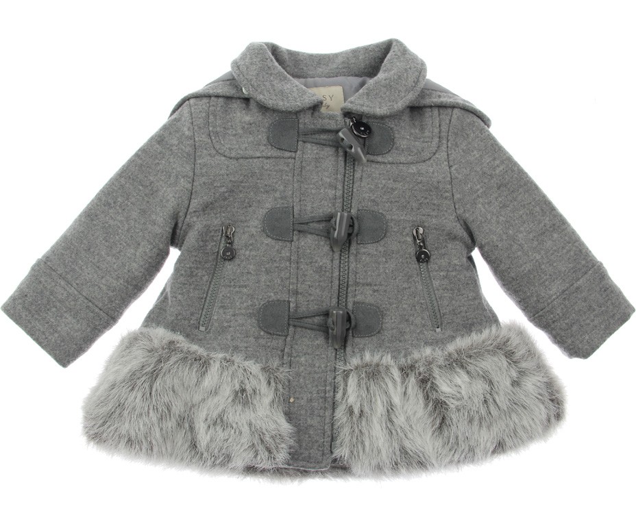 Must Have of the Day Elsy Girls Grey Wool Duffle Coat With Faux Fur