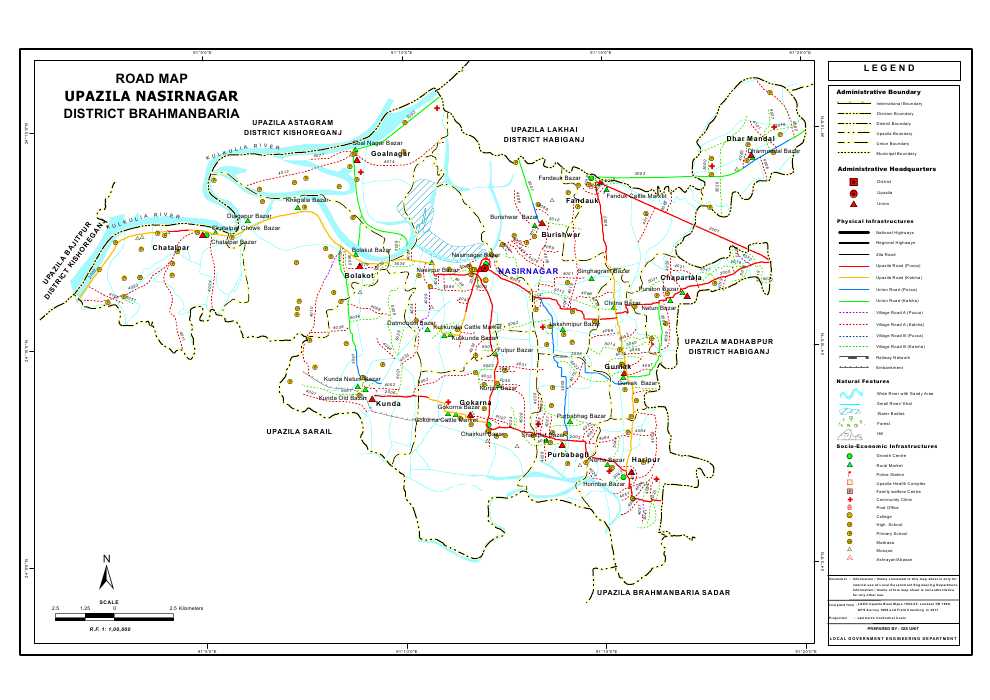 Nasirnagar Upazila Road Map Brahmanbaria District Bangladesh