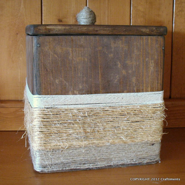Craftiments.com:  Wood Canister Makeover with Three Types of Twine