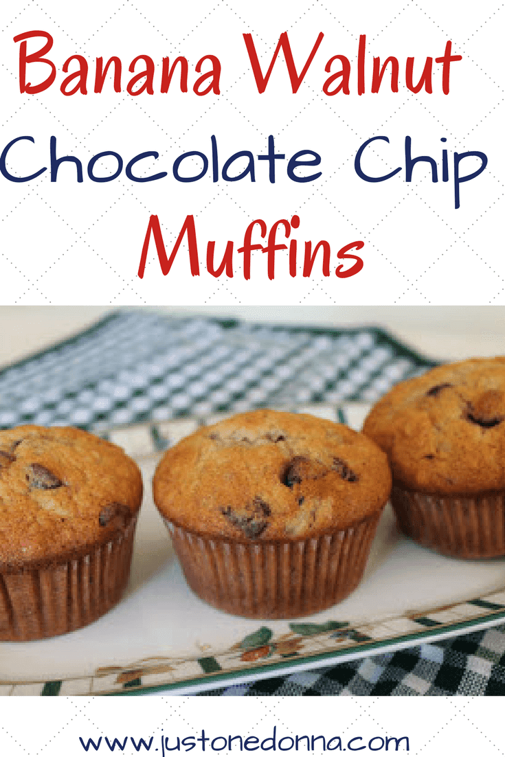 Chocolate Chip Banana Muffins with Walnuts