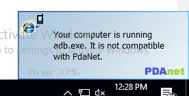 Your computer is running adb.exe. It is not compatible with pdanet