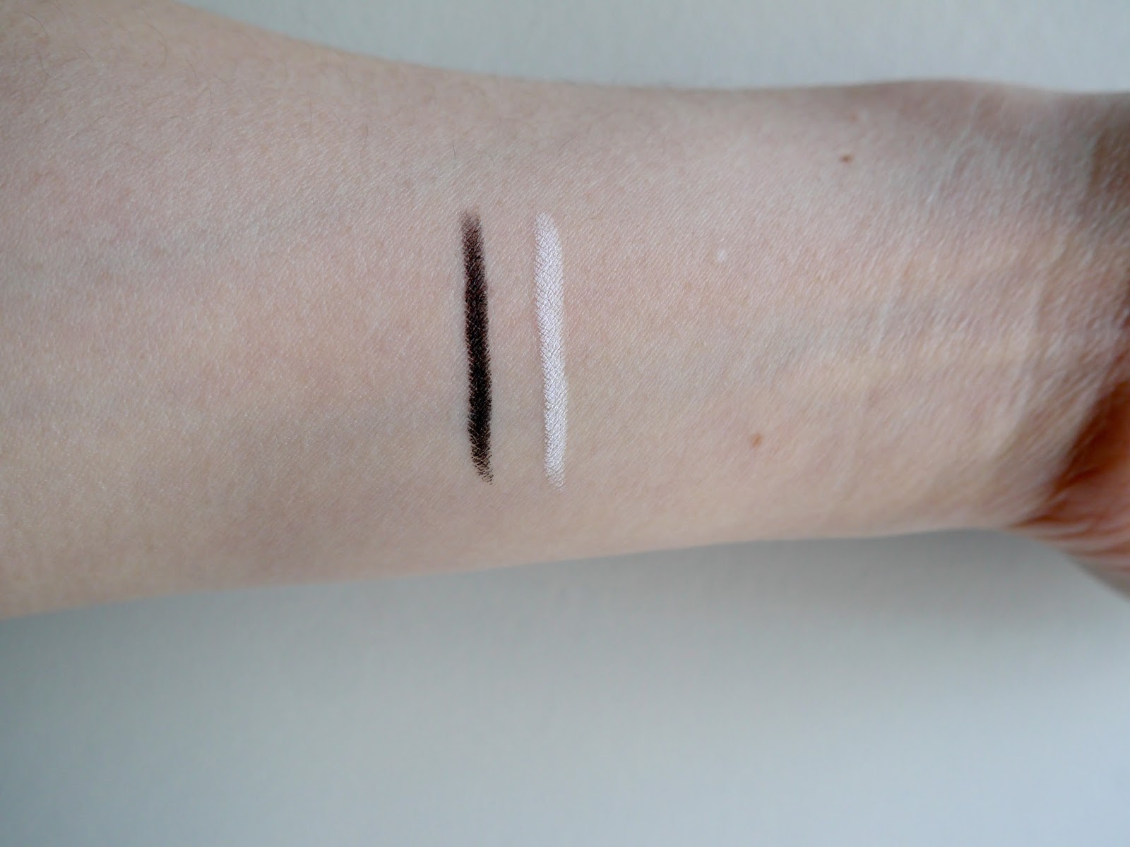 The Body Shop Matte Kajal Liners black and white swatch review