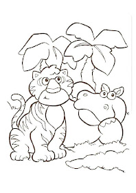 tigre e hipopótamo para colorear