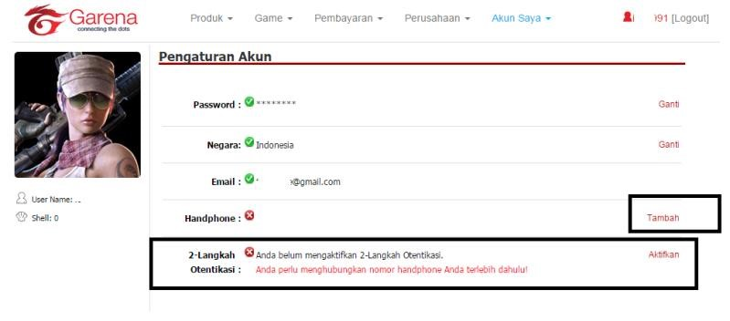 point blank garena ganti password