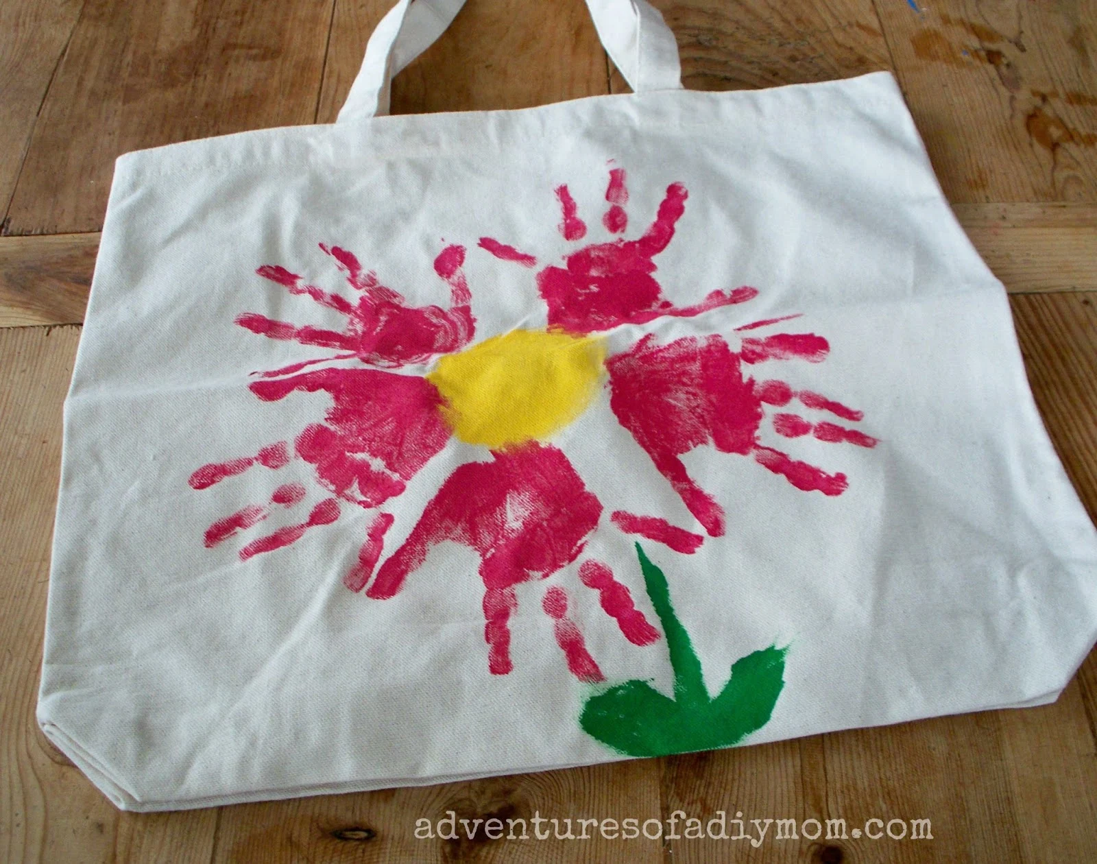 Flower Handprint Canvas Bag