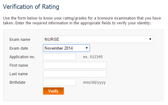 November 2014 NLE takers verification of ratings (VoR)
