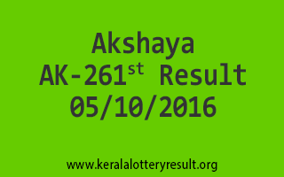 Akshaya AK 261 Lottery Results 5-10-2016