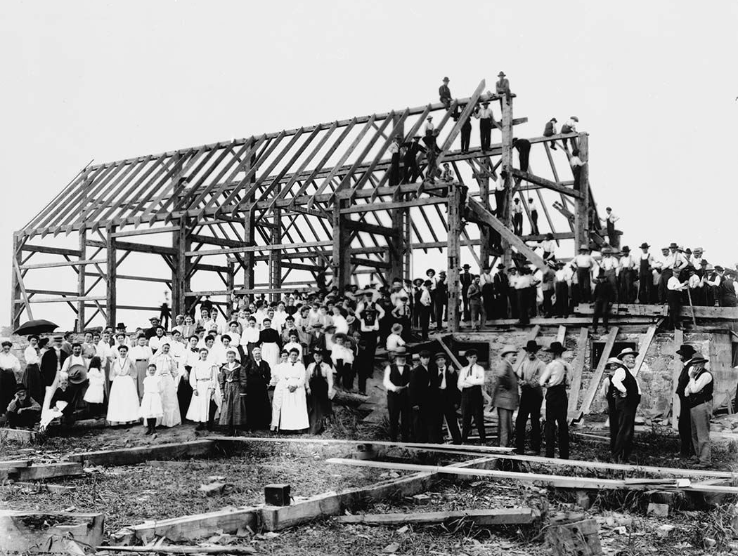 Community Barn Raising, Canada, 1900's