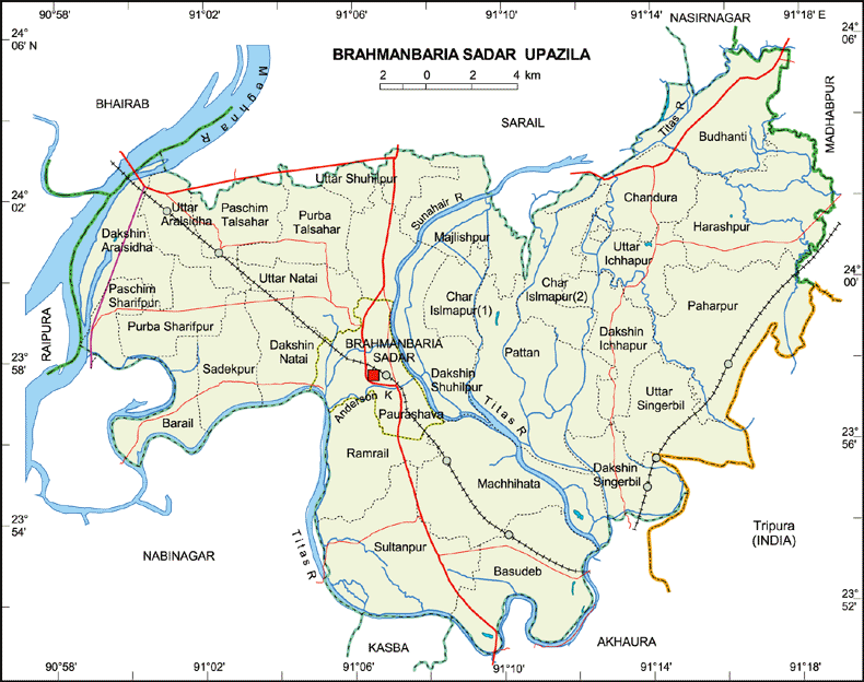 Brahmanbaria Sadar Upazila Map Brahmanbaria District Bangladesh