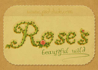 roses, открытка на память, урок по фотошопу, шипастые буквы с розами, Шипы и розы в Фотошоп