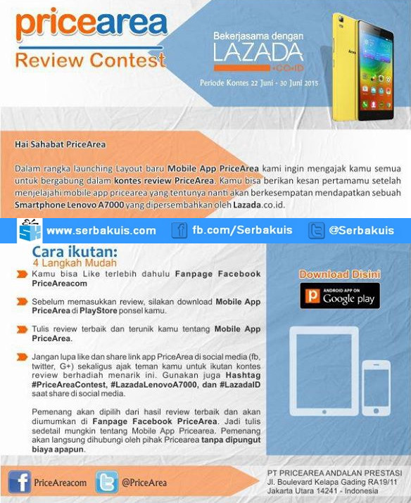 PriceArea Review Contest Berhadiah Lenovo A7000