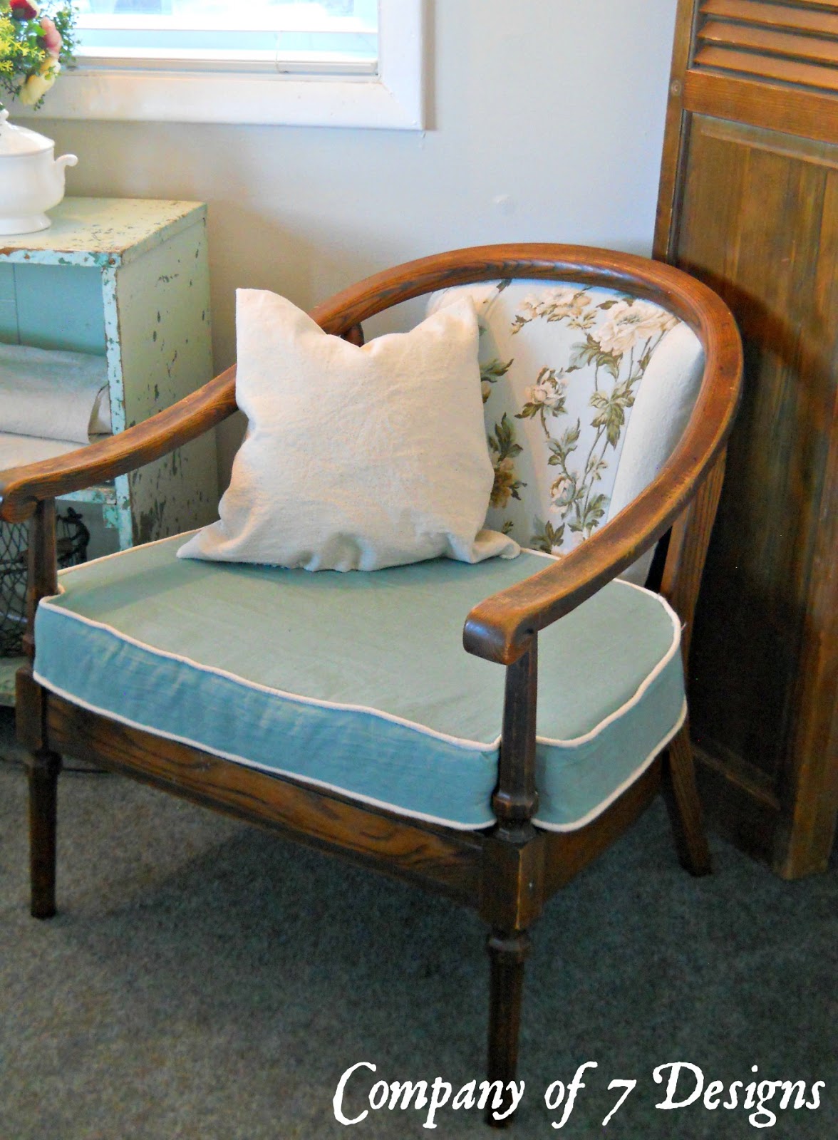 Company of 7 Designs SLIPCOVERS Barrel Chair Cushion and Upholstered Back