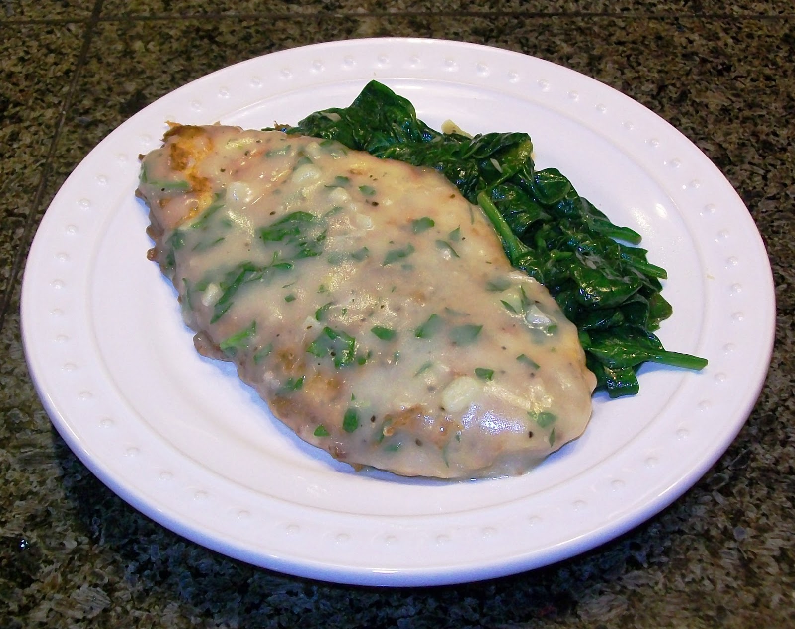 Bobbi Renee and Rachael Ray Chicken Francese and Wilted Spinach