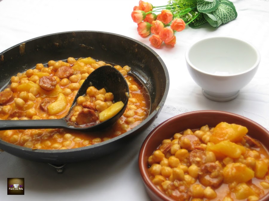 Potaje de Garbanzos con chorizo y patatas con Vídeo-Receta (Receta ...