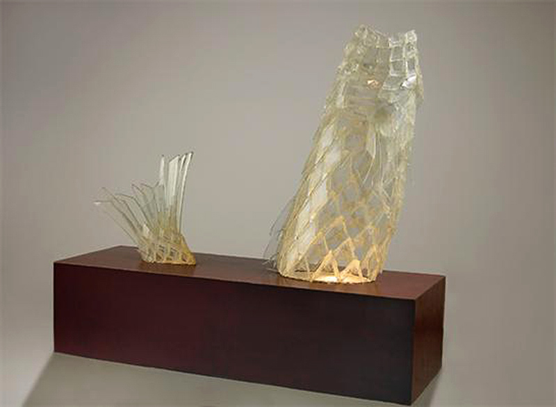 early fish lamp by Frank O. Gehry, cast glass, Courtesy of Joan and Jack Quinn, Beverly Hills, CA