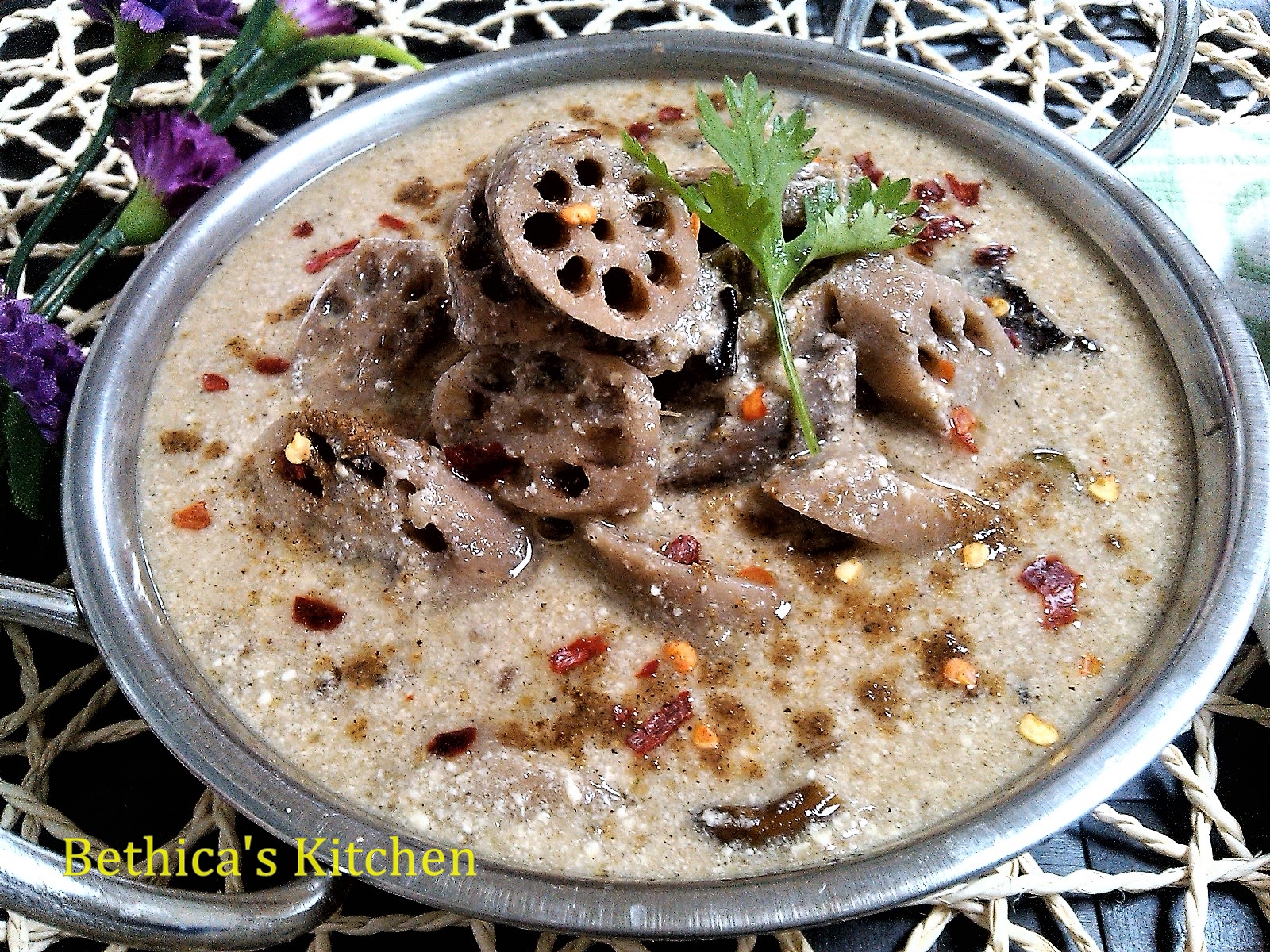 Bethica's Kitchen Flavours Nadru Yakhni (Lotus Stem Curry Kashmiri Style)