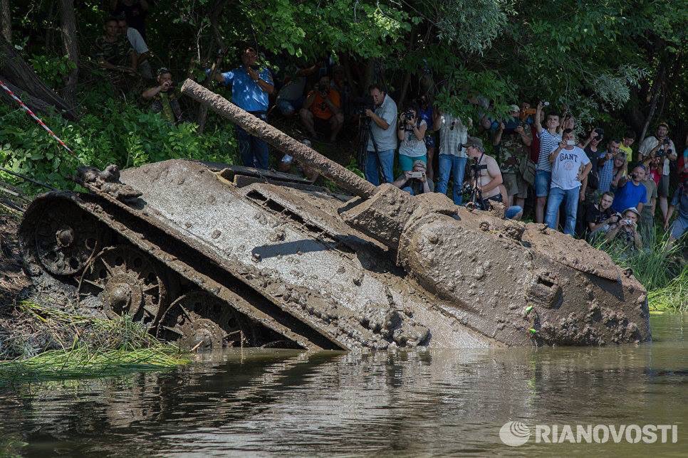 Soviet T34 tank recovered from river