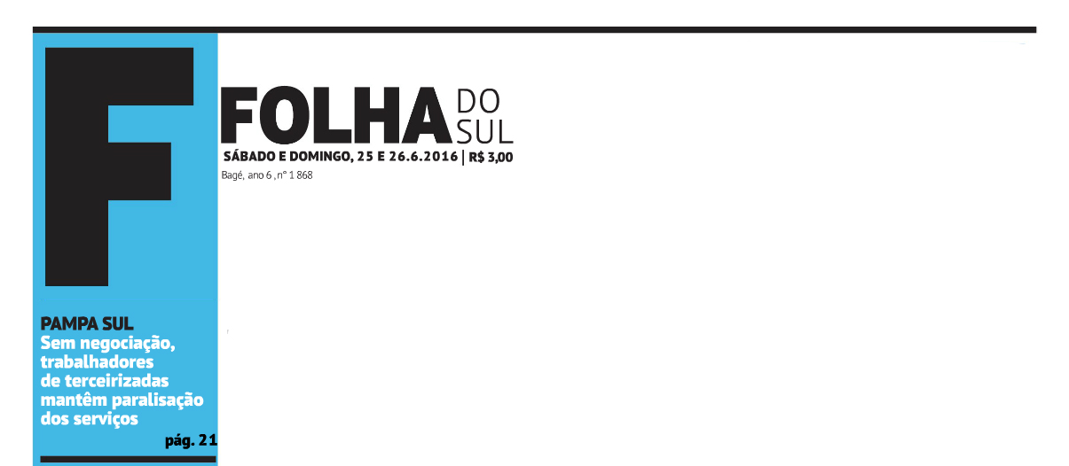 Notícias UTE Pampa Sul: Jornal Folha do Sul (Bagé) - 25 e 26 de junho