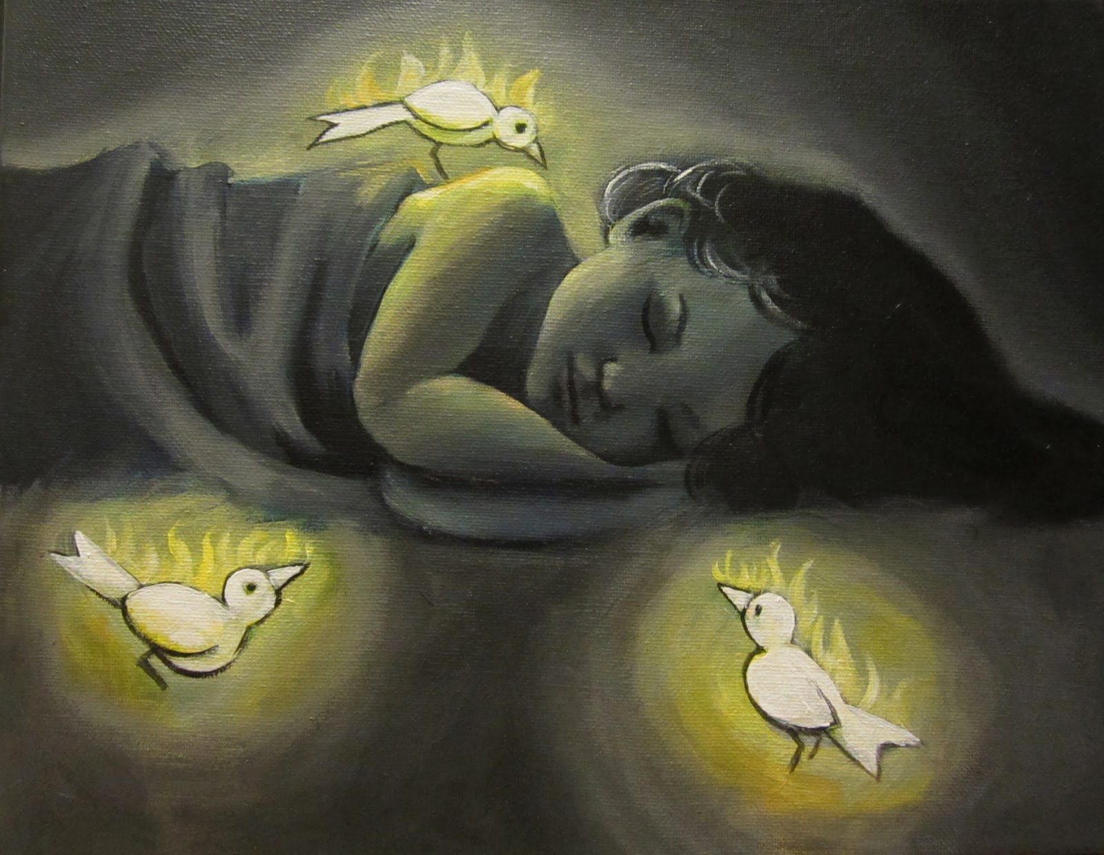 One Painting a Day Watching her Sleep