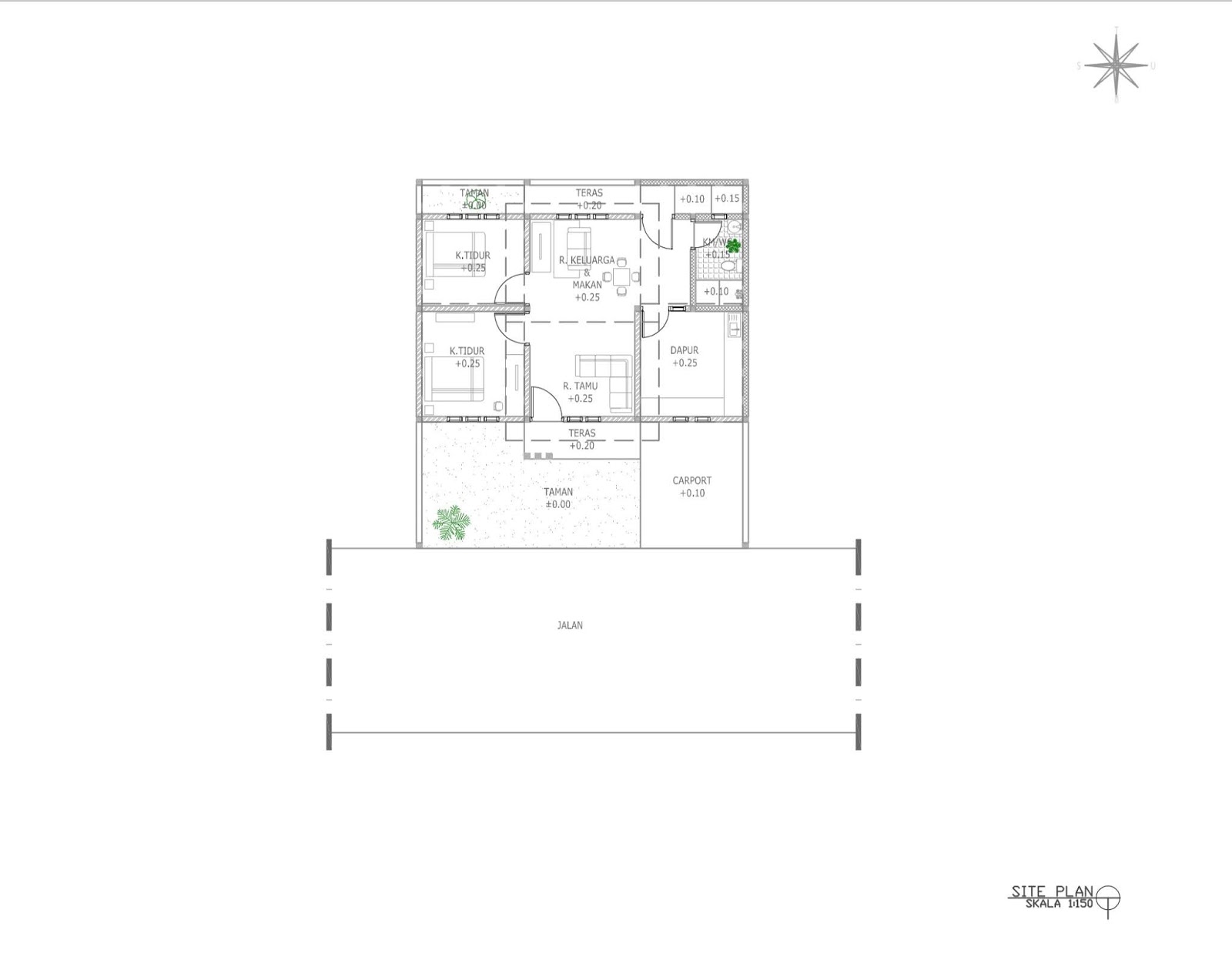 Contoh Gambar Kerja Rumah Sederhana 1 Lantai Di Jalan Wates