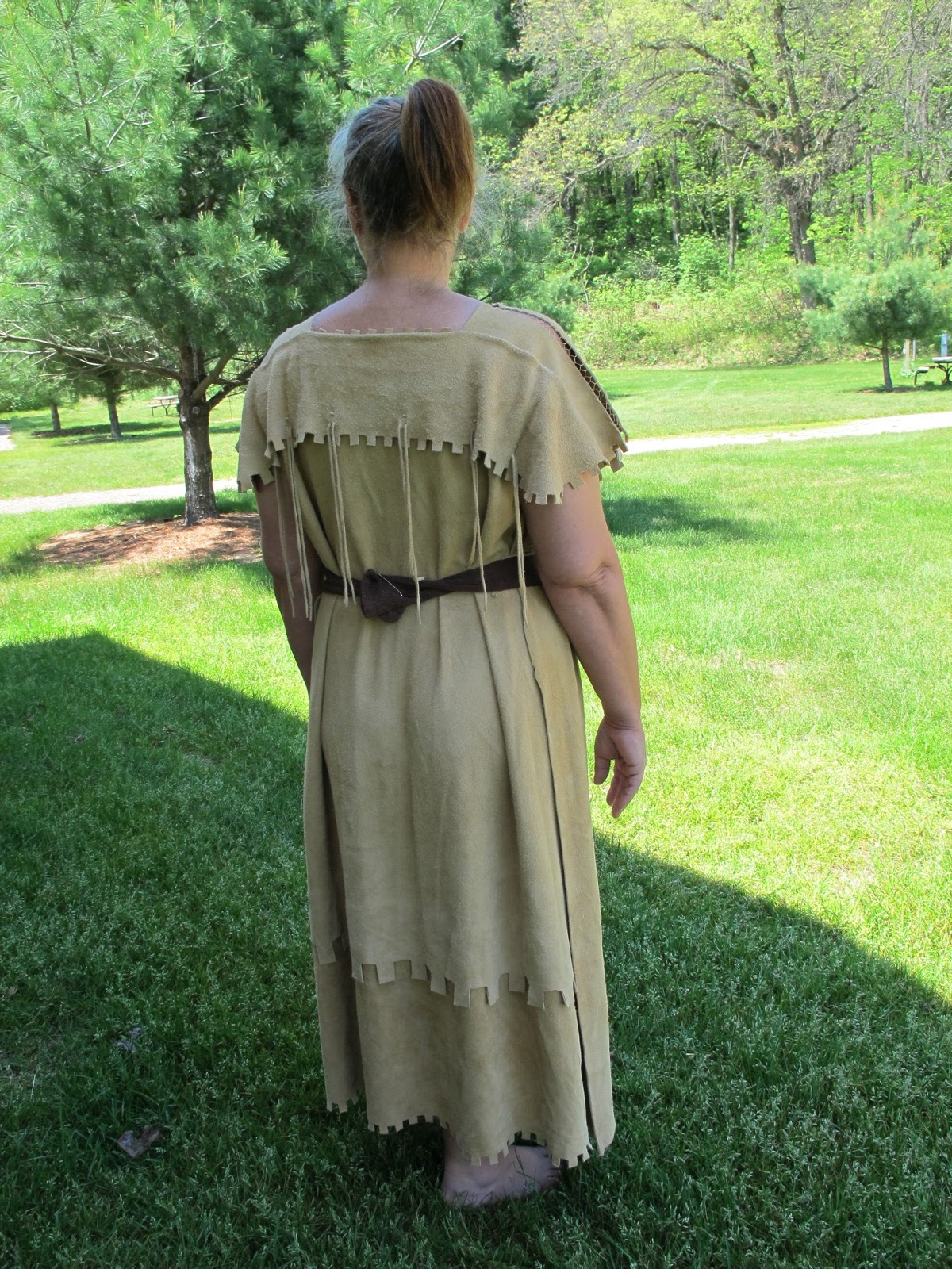 Stitching Up History Square Notch Fringe On The Two Hide Strap Dress